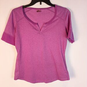 Marmot Cynthia Purple UPF 20 Split Neck Short Sleeve Hiking Tee Women S
